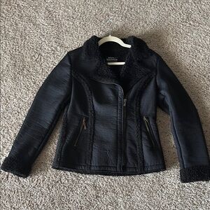 Montana Co medium Womens Black Faux Shearling Moto Jacket